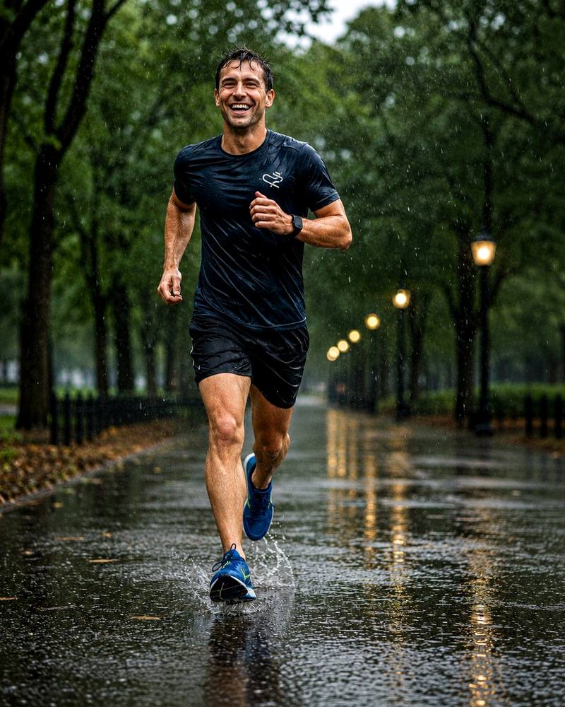 Correr na chuva.